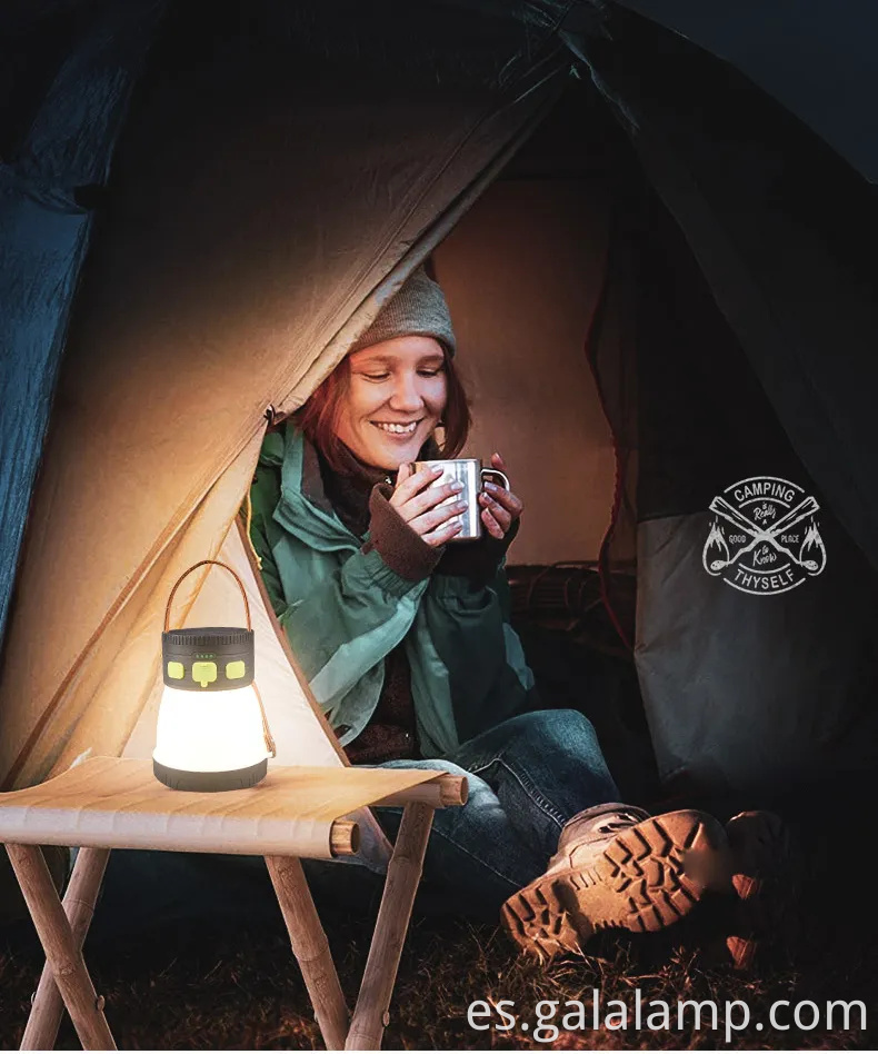 Linterera para acampar recargable solar de peso ultraligero con cargador de teléfono